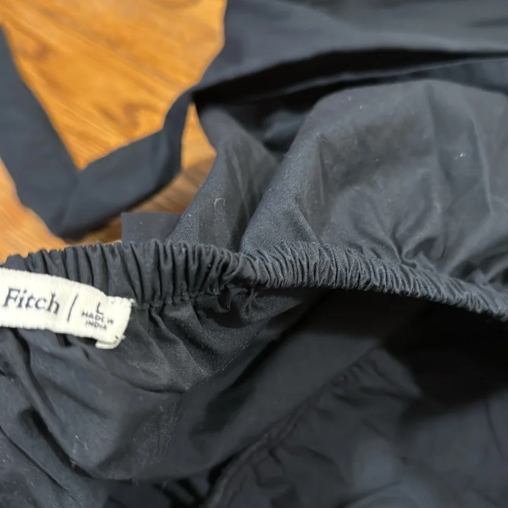 Abercrombie & Fitch Black poplin tie back midi maxi sleeveless dress Large